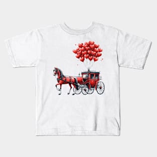 Valentine Horse carriage Kids T-Shirt